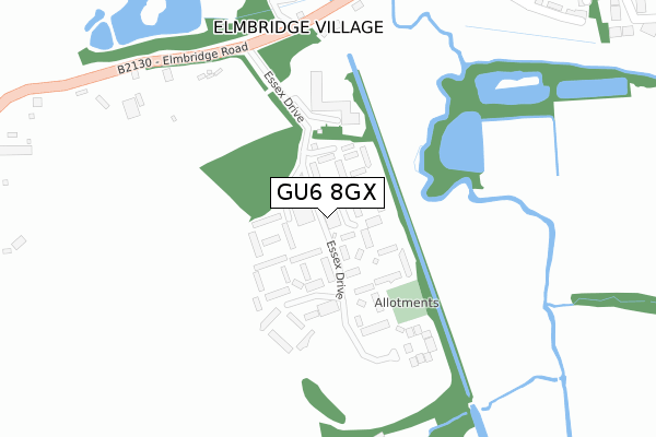 GU6 8GX map - large scale - OS Open Zoomstack (Ordnance Survey)