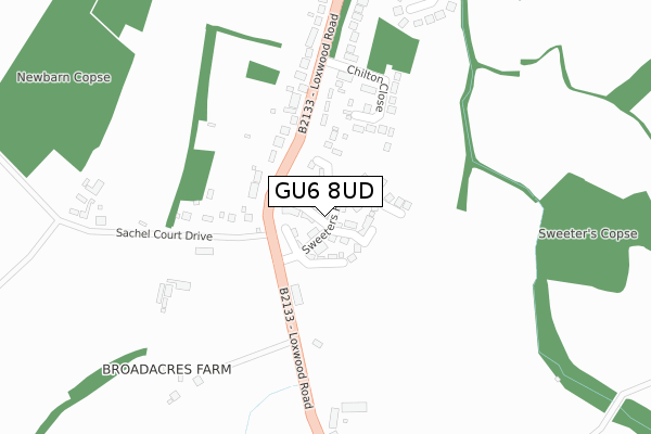 GU6 8UD map - large scale - OS Open Zoomstack (Ordnance Survey)