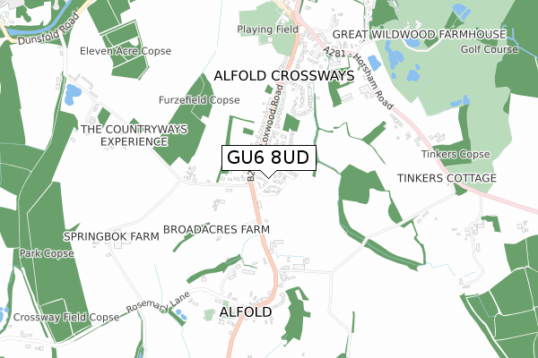 GU6 8UD map - small scale - OS Open Zoomstack (Ordnance Survey)