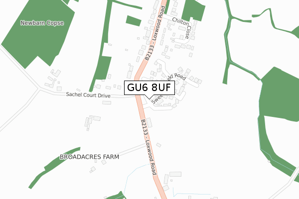 GU6 8UF map - large scale - OS Open Zoomstack (Ordnance Survey)