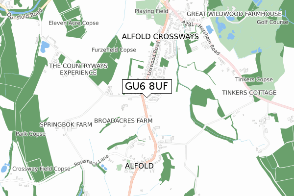 GU6 8UF map - small scale - OS Open Zoomstack (Ordnance Survey)