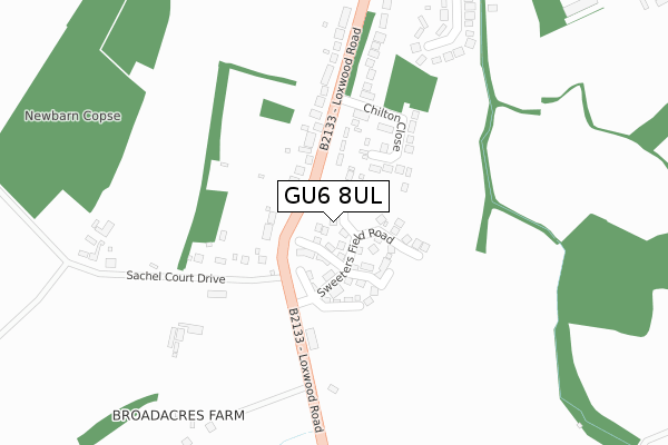 GU6 8UL map - large scale - OS Open Zoomstack (Ordnance Survey)