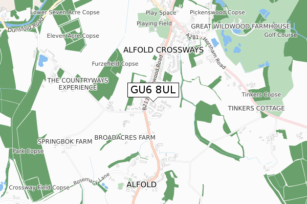 GU6 8UL map - small scale - OS Open Zoomstack (Ordnance Survey)