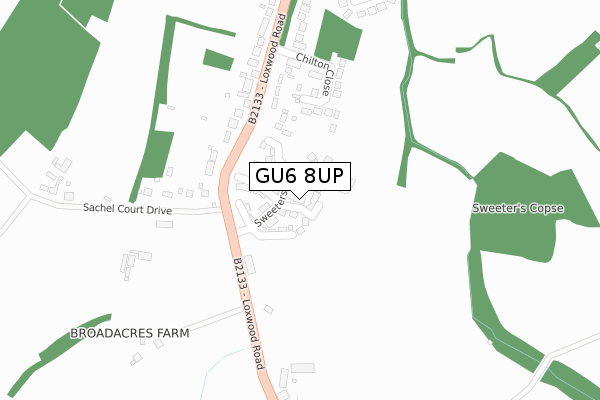 GU6 8UP map - large scale - OS Open Zoomstack (Ordnance Survey)