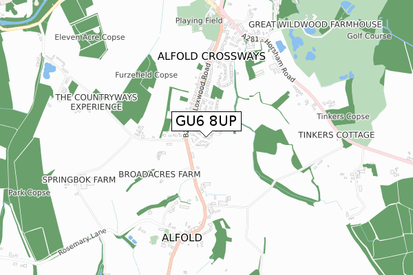 GU6 8UP map - small scale - OS Open Zoomstack (Ordnance Survey)