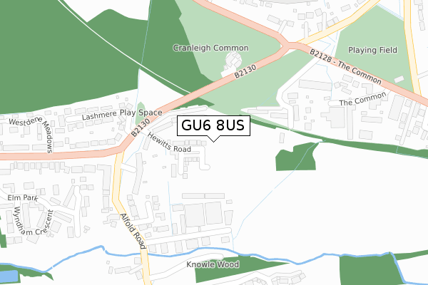 GU6 8US map - large scale - OS Open Zoomstack (Ordnance Survey)