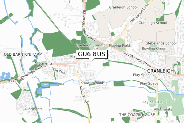 GU6 8US map - small scale - OS Open Zoomstack (Ordnance Survey)