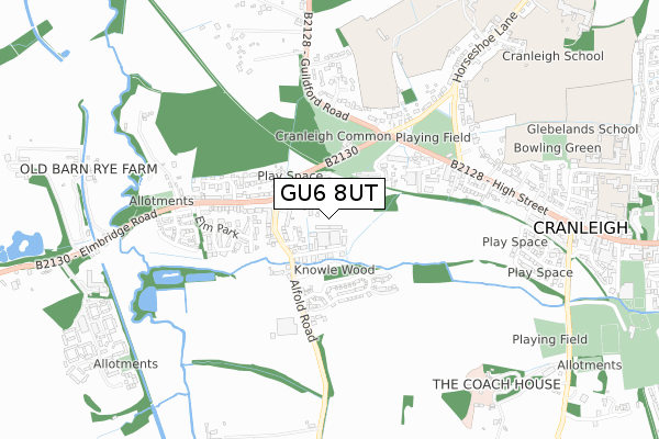 GU6 8UT map - small scale - OS Open Zoomstack (Ordnance Survey)