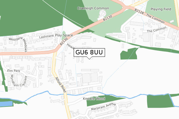 GU6 8UU map - large scale - OS Open Zoomstack (Ordnance Survey)