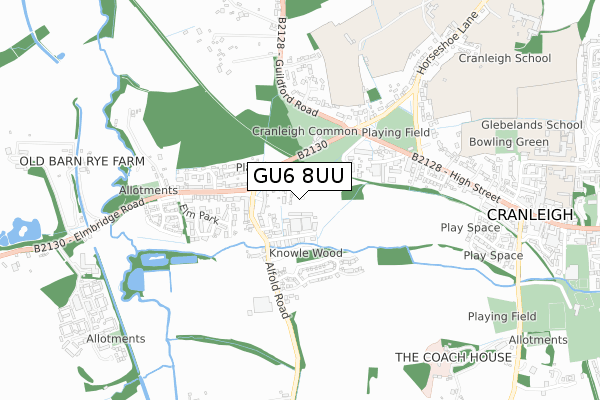 GU6 8UU map - small scale - OS Open Zoomstack (Ordnance Survey)