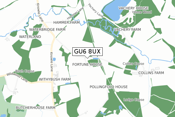 GU6 8UX map - small scale - OS Open Zoomstack (Ordnance Survey)