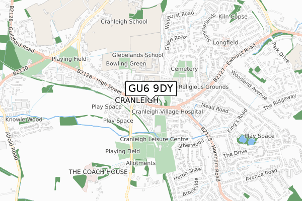 GU6 9DY map - small scale - OS Open Zoomstack (Ordnance Survey)