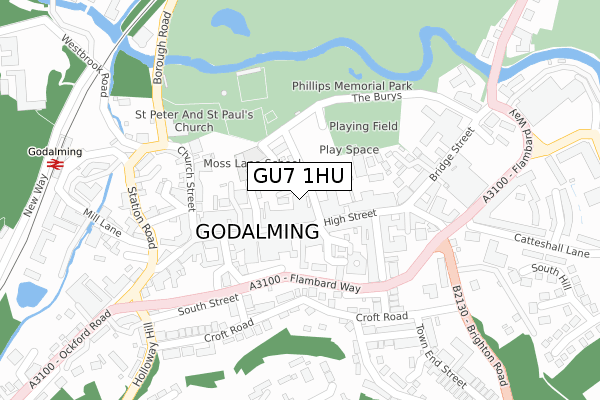 GU7 1HU map - large scale - OS Open Zoomstack (Ordnance Survey)