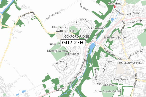 GU7 2FH map - small scale - OS Open Zoomstack (Ordnance Survey)