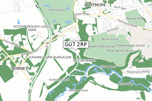 GU7 2RP map - small scale - OS Open Zoomstack (Ordnance Survey)