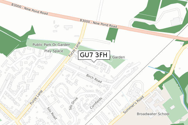 GU7 3FH map - large scale - OS Open Zoomstack (Ordnance Survey)