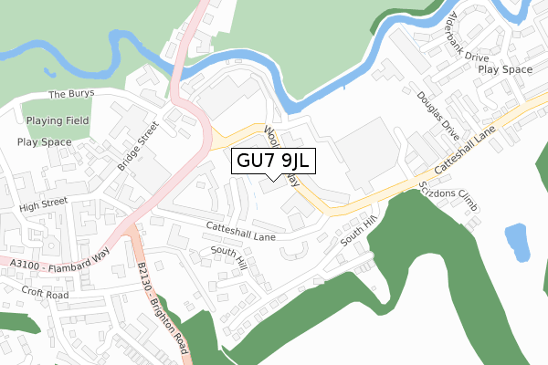 GU7 9JL map - large scale - OS Open Zoomstack (Ordnance Survey)