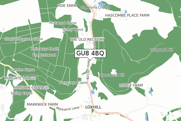 GU8 4BQ map - small scale - OS Open Zoomstack (Ordnance Survey)