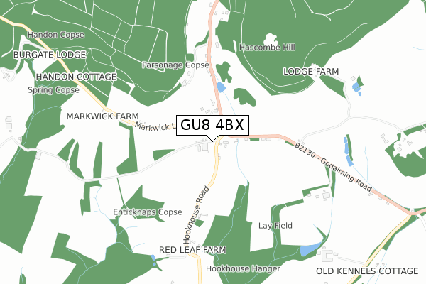 GU8 4BX map - small scale - OS Open Zoomstack (Ordnance Survey)