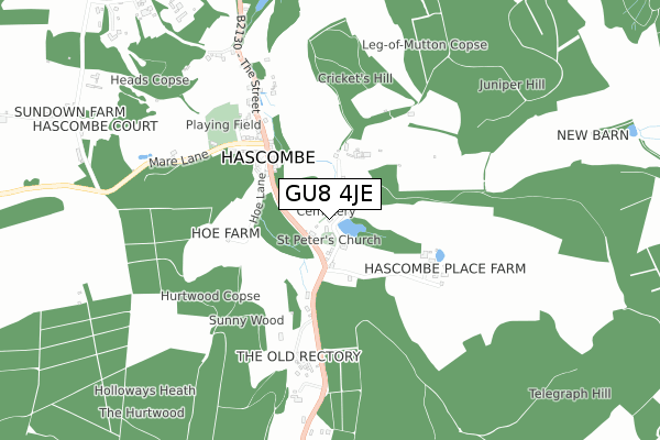 GU8 4JE map - small scale - OS Open Zoomstack (Ordnance Survey)