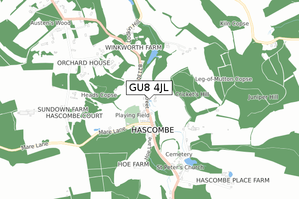 GU8 4JL map - small scale - OS Open Zoomstack (Ordnance Survey)