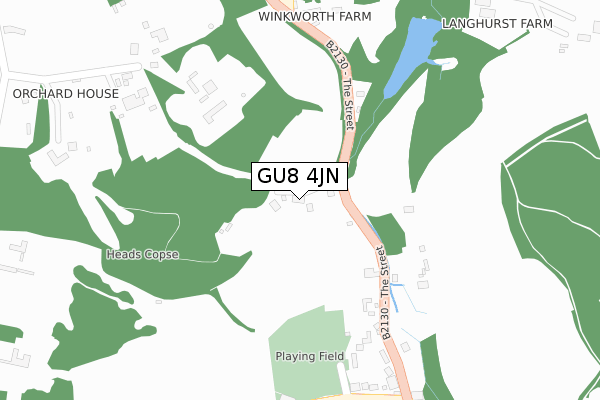 GU8 4JN map - large scale - OS Open Zoomstack (Ordnance Survey)