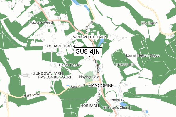 GU8 4JN map - small scale - OS Open Zoomstack (Ordnance Survey)