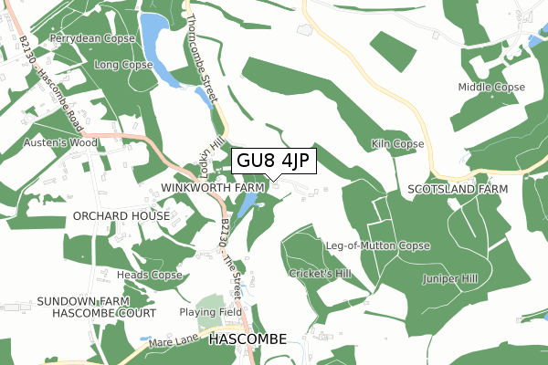 GU8 4JP map - small scale - OS Open Zoomstack (Ordnance Survey)