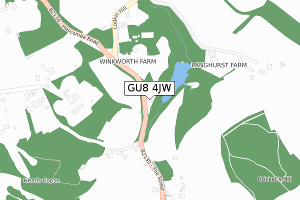 GU8 4JW map - large scale - OS Open Zoomstack (Ordnance Survey)