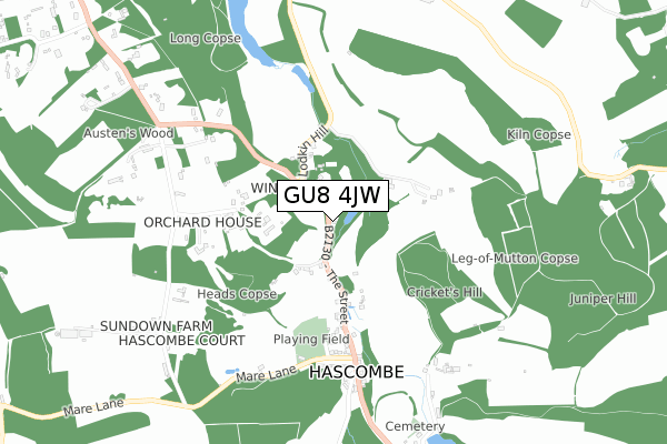 GU8 4JW map - small scale - OS Open Zoomstack (Ordnance Survey)