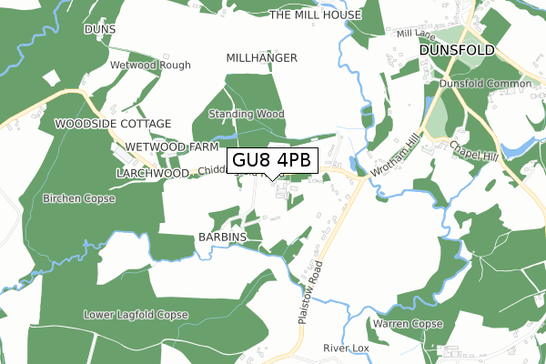 GU8 4PB map - small scale - OS Open Zoomstack (Ordnance Survey)