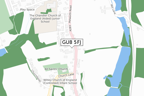 GU8 5FJ map - large scale - OS Open Zoomstack (Ordnance Survey)