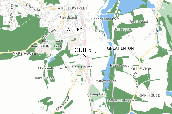 GU8 5FJ map - small scale - OS Open Zoomstack (Ordnance Survey)