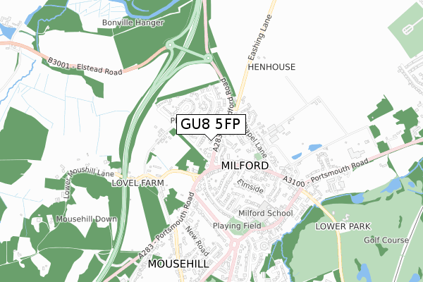 GU8 5FP map - small scale - OS Open Zoomstack (Ordnance Survey)