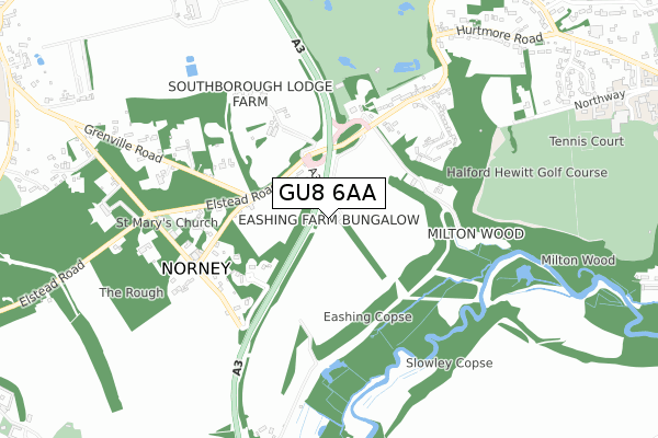 GU8 6AA map - small scale - OS Open Zoomstack (Ordnance Survey)