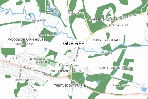 GU8 6FE map - small scale - OS Open Zoomstack (Ordnance Survey)