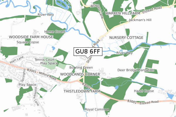 GU8 6FF map - small scale - OS Open Zoomstack (Ordnance Survey)