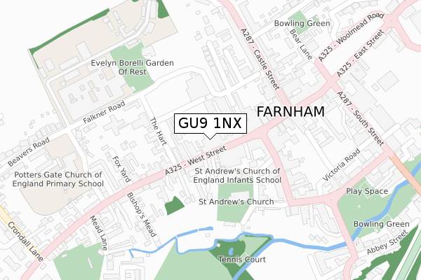 GU9 1NX map - large scale - OS Open Zoomstack (Ordnance Survey)