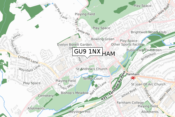 GU9 1NX map - small scale - OS Open Zoomstack (Ordnance Survey)