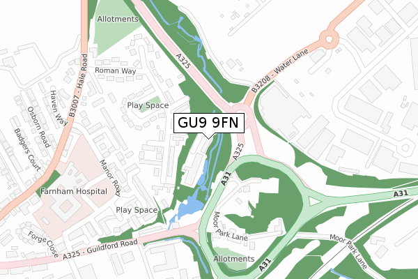 GU9 9FN map - large scale - OS Open Zoomstack (Ordnance Survey)