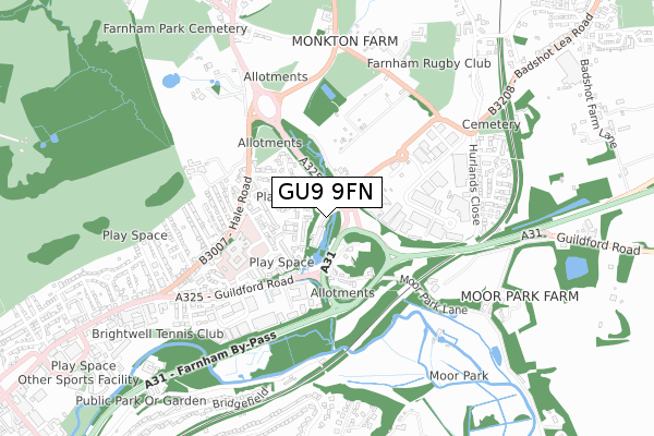 GU9 9FN map - small scale - OS Open Zoomstack (Ordnance Survey)