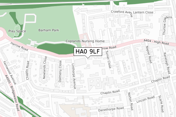 HA0 9LF map - large scale - OS Open Zoomstack (Ordnance Survey)