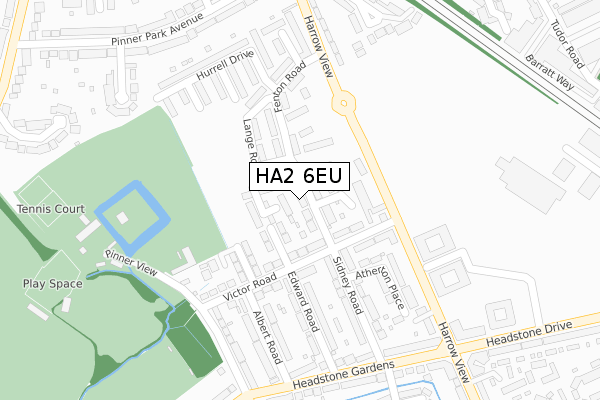 HA2 6EU map - large scale - OS Open Zoomstack (Ordnance Survey)