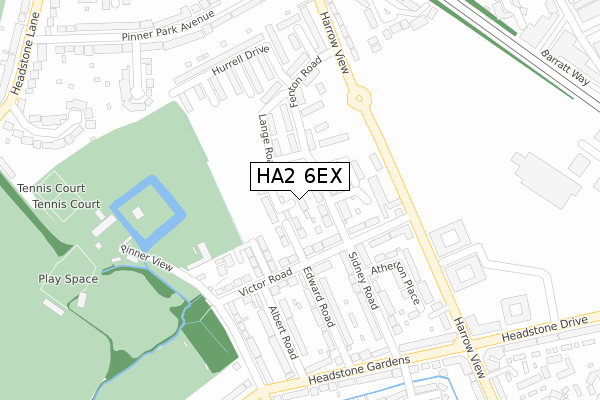 HA2 6EX map - large scale - OS Open Zoomstack (Ordnance Survey)