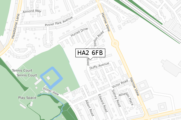 HA2 6FB map - large scale - OS Open Zoomstack (Ordnance Survey)