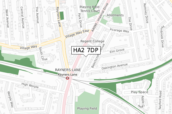 HA2 7DP map - large scale - OS Open Zoomstack (Ordnance Survey)