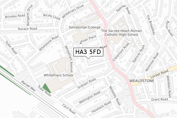 HA3 5FD map - large scale - OS Open Zoomstack (Ordnance Survey)