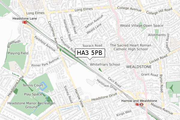 HA3 5PB map - small scale - OS Open Zoomstack (Ordnance Survey)