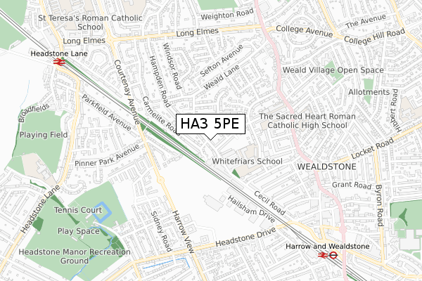 HA3 5PE map - small scale - OS Open Zoomstack (Ordnance Survey)