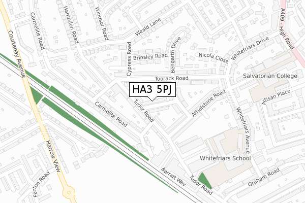 HA3 5PJ map - large scale - OS Open Zoomstack (Ordnance Survey)